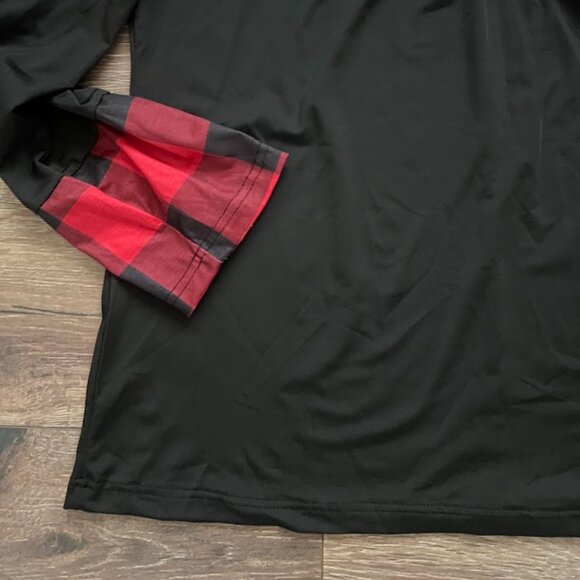 Emery Rose Black Red Plaid Collared Long Sleeve Layered Shirt Top Size XL - Picture 5 of 11